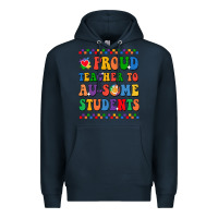 Navy Proud Teacher to au-some student Premium Hoodie - CowhideDigitalArt