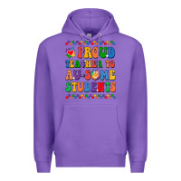 Purple Proud Teacher to au-some student Premium Hoodie - CowhideDigitalArt