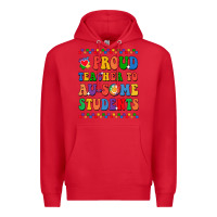 Red Proud Teacher to au-some student Premium Hoodie - CowhideDigitalArt
