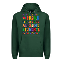 Sports Green Proud Teacher to au-some student Premium Hoodie - CowhideDigitalArt