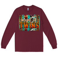 Burgundy mom of twins western brushstroke Long Sleeve Tee - OliviaCreatesArt