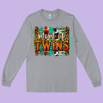 Mom Of Twins Western Brushstroke Long Sleeve Tee Designed By Oliviacreatesart