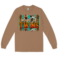 Toasted Coconut mom of twins western brushstroke Long Sleeve Tee - OliviaCreatesArt