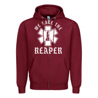 Burgundy Emt, Ems And Paramedic We Race the Reaper Zipper Hoodie - longCreatives