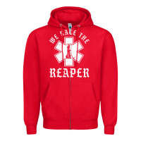 Red Emt, Ems And Paramedic We Race the Reaper Zipper Hoodie - longCreatives