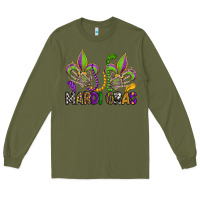 Army Green mardi gras skeleton hands  fleur de lis Long Sleeve Tee - OliviaCreatesArt