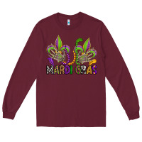 Burgundy mardi gras skeleton hands  fleur de lis Long Sleeve Tee - OliviaCreatesArt