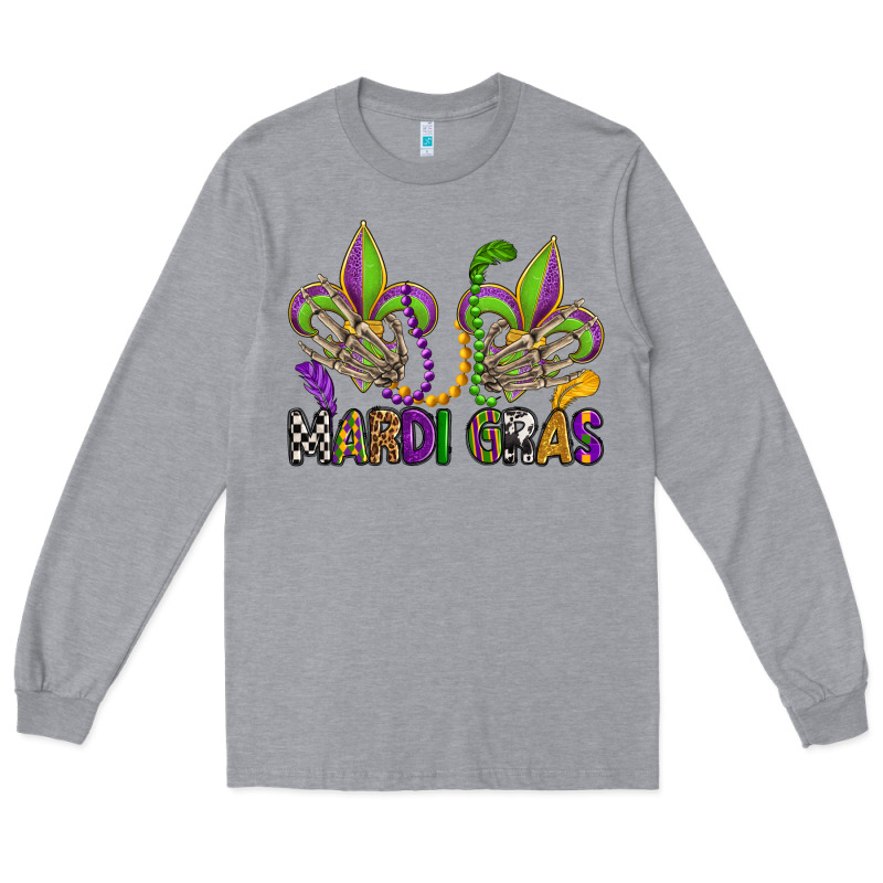 Mardi Gras Skeleton Hands  Fleur De Lis Long Sleeve Tee by OliviaCreatesArt | Teevron