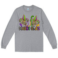 Heather Grey mardi gras skeleton hands  fleur de lis Long Sleeve Tee - OliviaCreatesArt