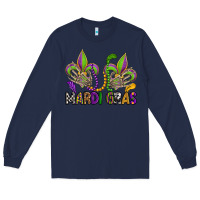 Navy mardi gras skeleton hands  fleur de lis Long Sleeve Tee - OliviaCreatesArt