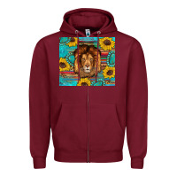 Burgundy western lion tumbler Zipper Hoodie - Artiststas