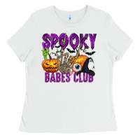 White Spooky babes club Ladies Tee - texasbilliewilder