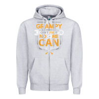 Heather Grey Mens Grampy Funny Handyman Fix It Fathers Day Gift Zipper Hoodie - longCreatives