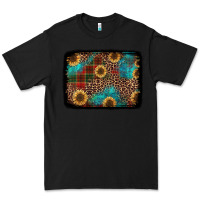 Black christmas sunflowers and buffalo plaid background Premium Tee - Jasminsmagicworld