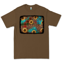 Cacao christmas sunflowers and buffalo plaid background Premium Tee - Jasminsmagicworld