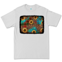 Dove Grey christmas sunflowers and buffalo plaid background Premium Tee - Jasminsmagicworld