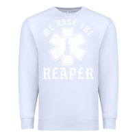 White Emt, Ems And Paramedic We Race the Reaper Premium Sweatshirt - longCreatives