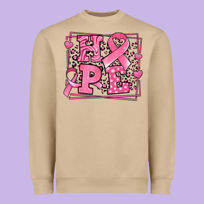Hope Breast Cancer Awareness Ribbon Heavyweight Sweatshirt Designed By Lillyallendesigns