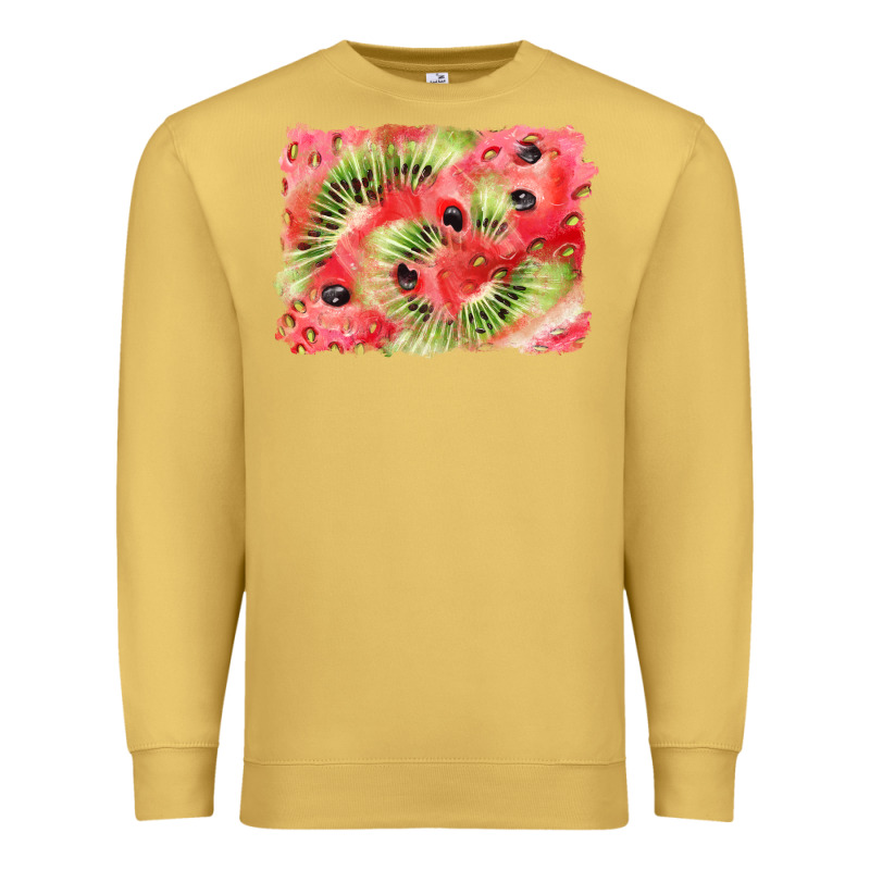 Watermelon Strawberry Kiwi Background Premium Sweatshirt by BarkalooDesign | Teevron