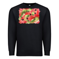 Black watermelon strawberry kiwi background Premium Sweatshirt - BarkalooDesign
