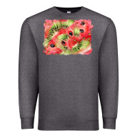 Charcoal Heather watermelon strawberry kiwi background Premium Sweatshirt - BarkalooDesign
