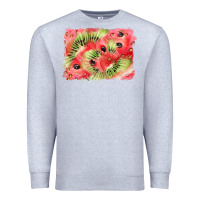 Heather Grey watermelon strawberry kiwi background Premium Sweatshirt - BarkalooDesign
