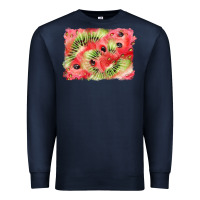 Navy watermelon strawberry kiwi background Premium Sweatshirt - BarkalooDesign