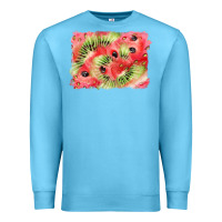 Ocean Blue watermelon strawberry kiwi background Premium Sweatshirt - BarkalooDesign