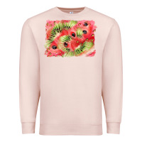 Pale Pink watermelon strawberry kiwi background Premium Sweatshirt - BarkalooDesign