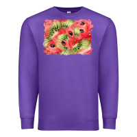 Purple watermelon strawberry kiwi background Premium Sweatshirt - BarkalooDesign