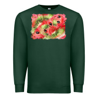 Sports Green watermelon strawberry kiwi background Premium Sweatshirt - BarkalooDesign