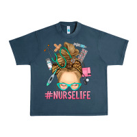Midnight Navy blonde messy bun nurse life Urban Heavy Tee - RanaPortraitStore
