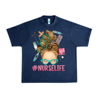 Blonde Messy Bun Nurse Life Urban Heavy Tee | Teevron