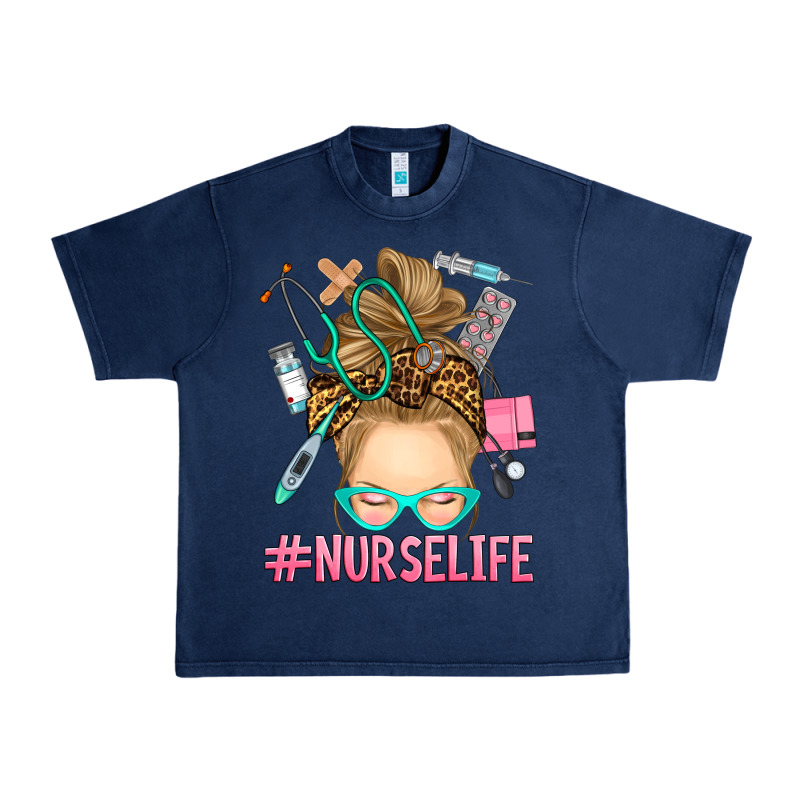 Blonde Messy Bun Nurse Life Urban Heavy Tee by RanaPortraitStore | Teevron