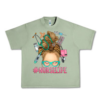 Oil Green blonde messy bun nurse life Urban Heavy Tee - RanaPortraitStore