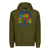 Army Green Proud teacher to au-some students Premium Hoodie - CowhideDigitalArt