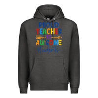 Charcoal Heather Proud teacher to au-some students Premium Hoodie - CowhideDigitalArt