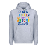 Heather Grey Proud teacher to au-some students Premium Hoodie - CowhideDigitalArt