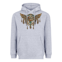 Heather Grey native dream catcher with owl Heavyweight Hoodie - BarkalooDesign