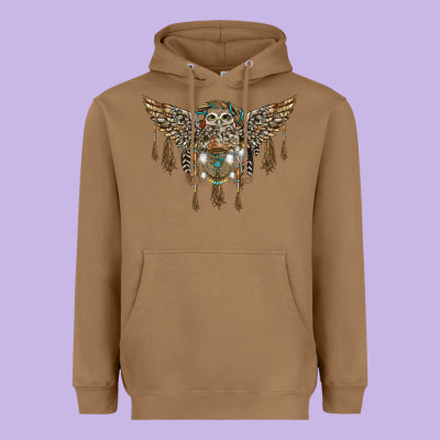 Native Dream Catcher With Owl Heavyweight Hoodie Designed By Barkaloodesign