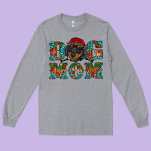 Christmas Dog Mom Dachshund Long Sleeve Tee Designed By Ranaportraitstore