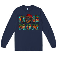 Navy christmas dog mom dachshund Long Sleeve Tee - RanaPortraitStore