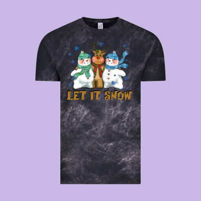 Let It Snow Reindeer Snowman Vintage Tee Designed By Cowgirlartshop