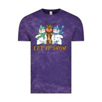 Cloud Purple let it snow reindeer snowman Vintage Tee - CowGirlArtShop