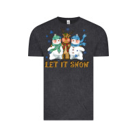 Vintage Black let it snow reindeer snowman Vintage Tee - CowGirlArtShop