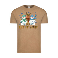 Vintage Coffee let it snow reindeer snowman Vintage Tee - CowGirlArtShop