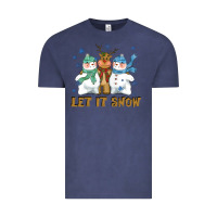 Vintage Denim let it snow reindeer snowman Vintage Tee - CowGirlArtShop