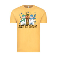 Vintage Mustard let it snow reindeer snowman Vintage Tee - CowGirlArtShop