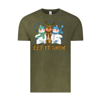 Vintage Olive let it snow reindeer snowman Vintage Tee - CowGirlArtShop