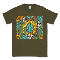 Army Green western cactus with sunflowers and turquoise tumbler tbs Classic Tee - TumblerDesignByShophia